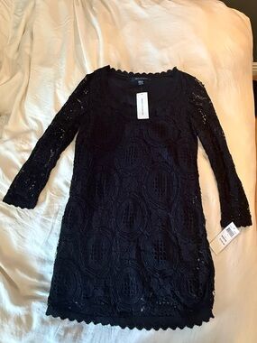 French Connection Lace Scoop-Neck Dress (Black) - Women / 100% Cotton